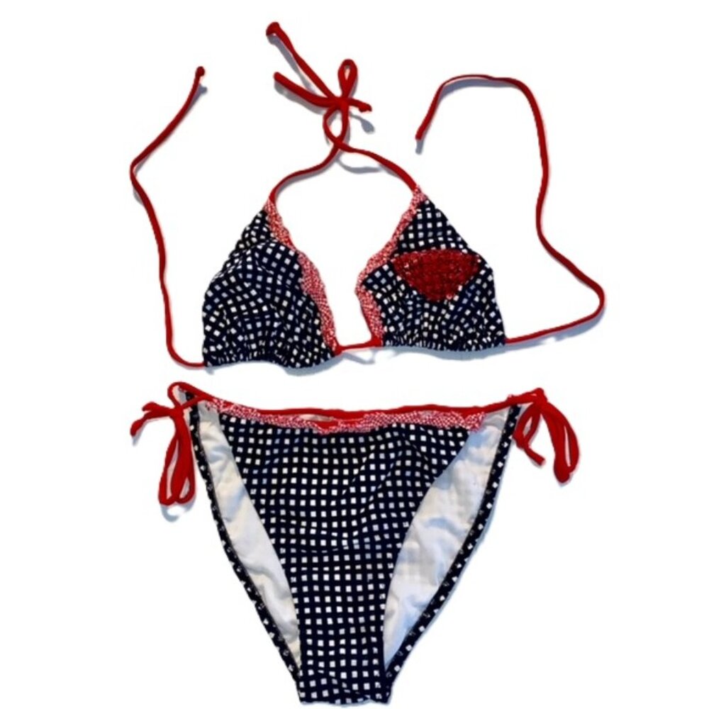 Aqua Rose Bikini set with sparkly Red Heart